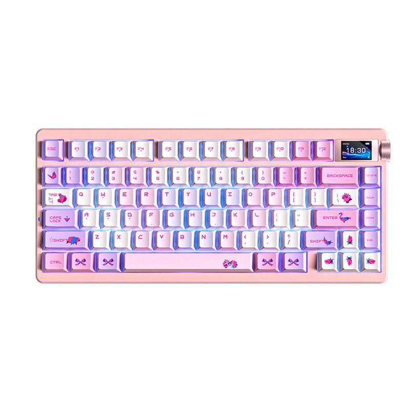 AULA NOVA75 Smart Custom Mechanical Keyboard White+Gray+Red Keycaps Caramel latte Switch