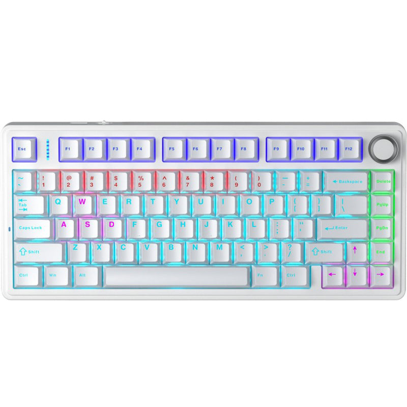 AULA F75 Ergonomic Wired Mechanical Keyboard White Keycaps Red switch