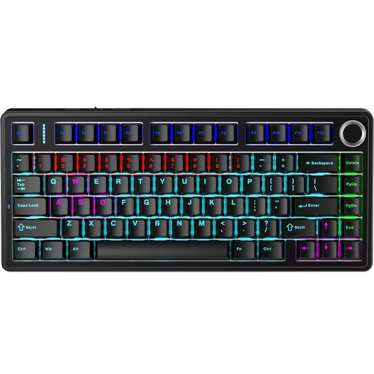 AULA F75 Ergonomic Wired Mechanical Keyboard Black Keycaps Red switch