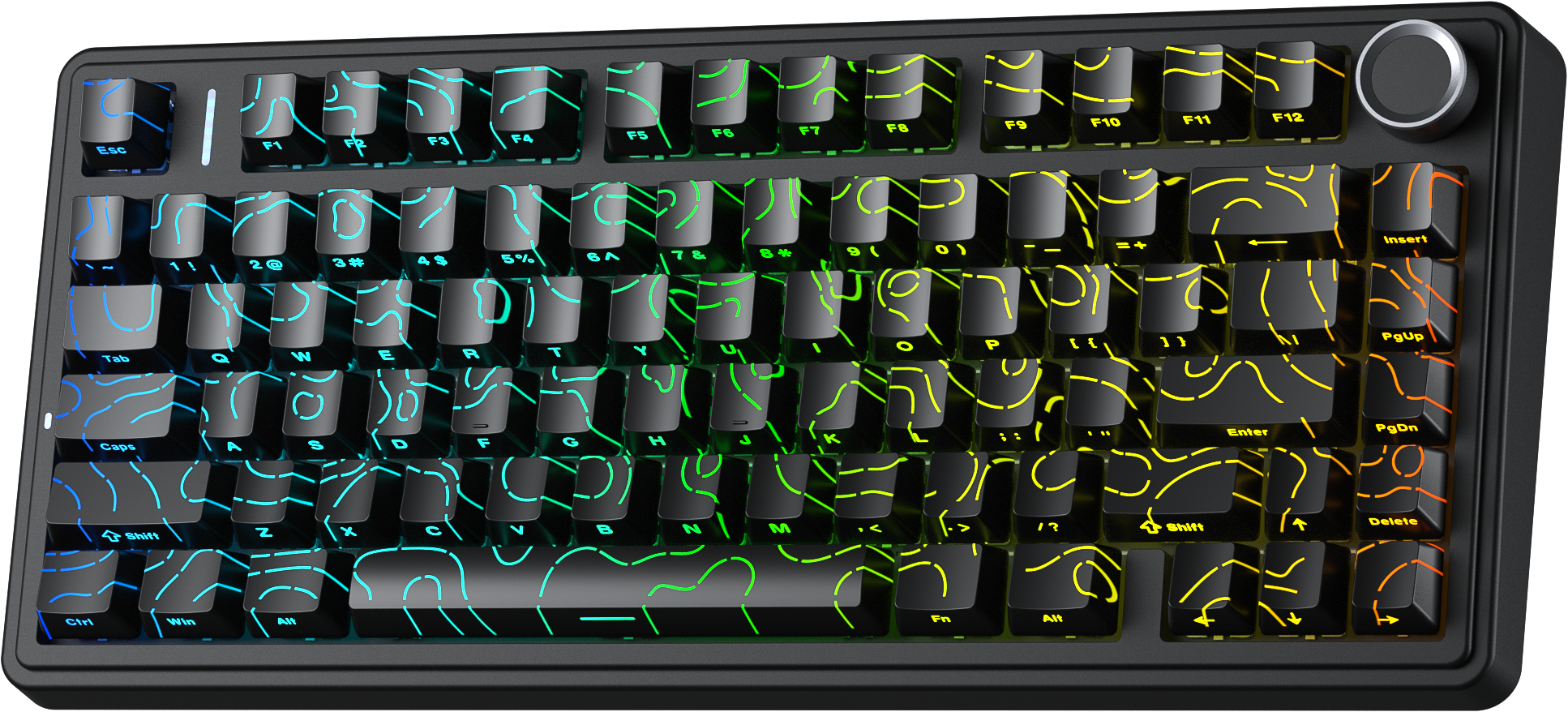 AULA F75 Wireless Tri-Mode Gasket Mechanical Keyboard Black contour keycaps