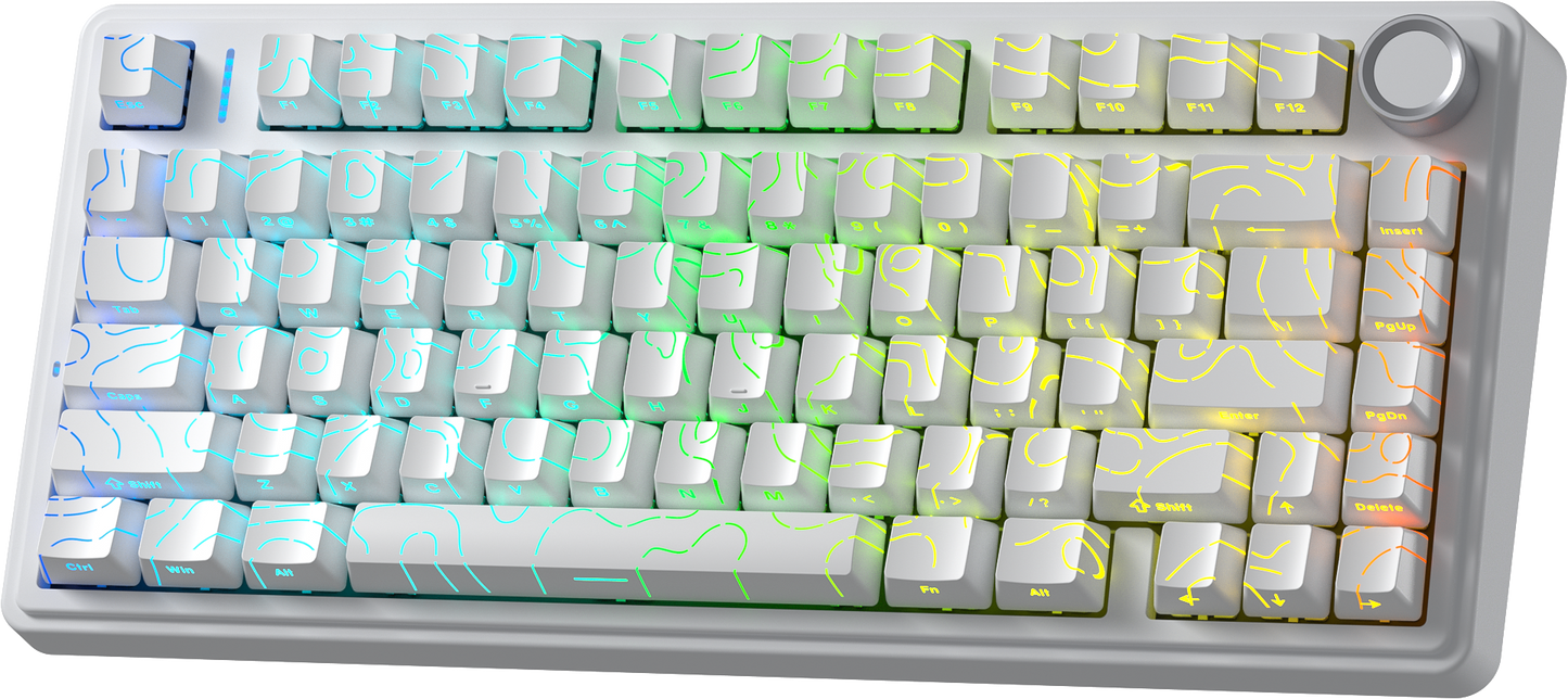 AULA F75 Wireless Tri-Mode Gasket Mechanical Keyboard Gradient Pink side-engraved keycaps