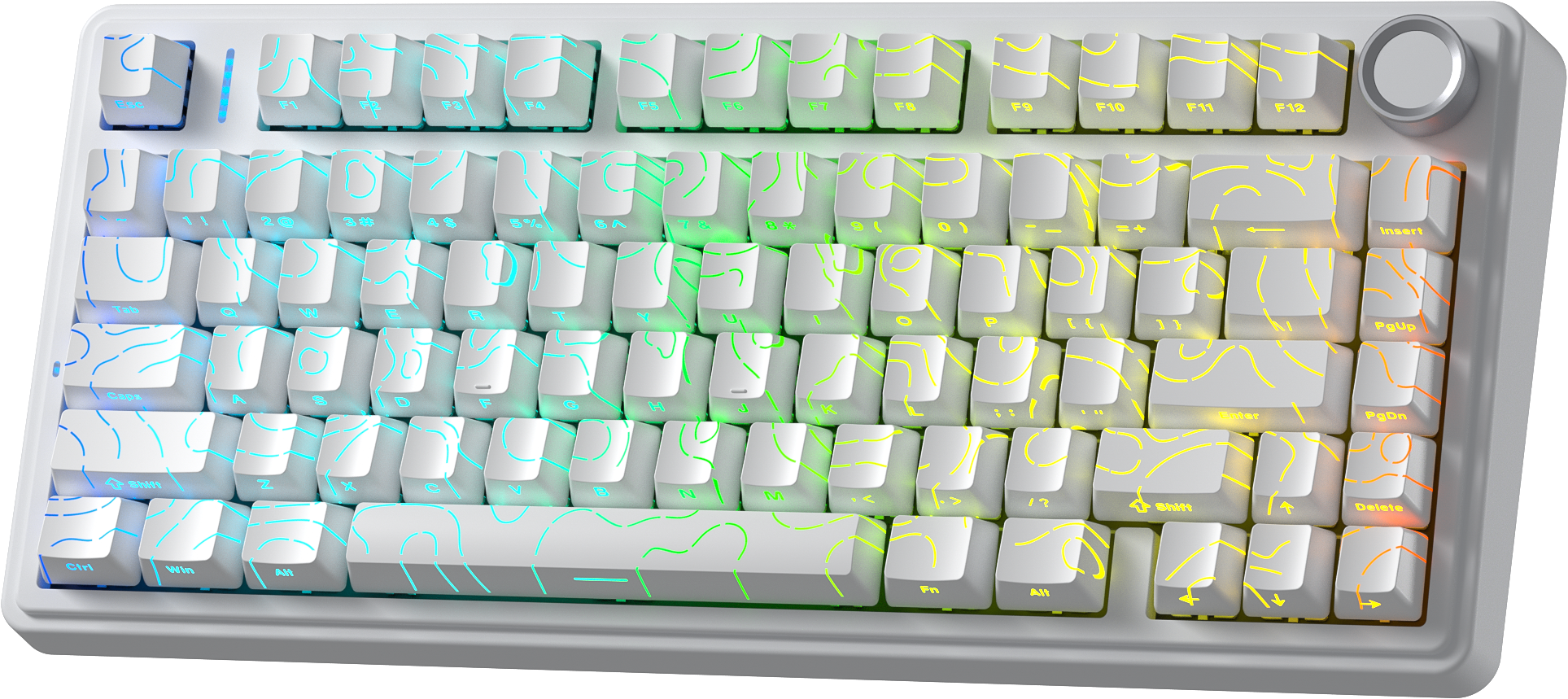 AULA F75 Wireless Tri-Mode Gasket Mechanical Keyboard White contour keycaps