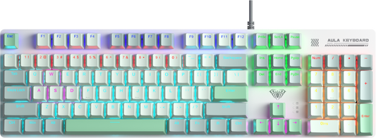 AULA S500 Wired Zoned RGB Mechanical Keyboard Black+Yellow+gray Keycaps Red switch