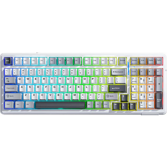 AULA F99 Wireless Tri-Mode Gasket Mechanical Keyboard Light Blue+White+Dark Purple keycaps