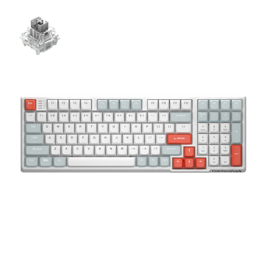 Darmoshark K7 Pro Trio-mode Mechanical Gateron switch RGB gaming Keyboard With Aluminum alloy bottom White Gateron Silver Switch