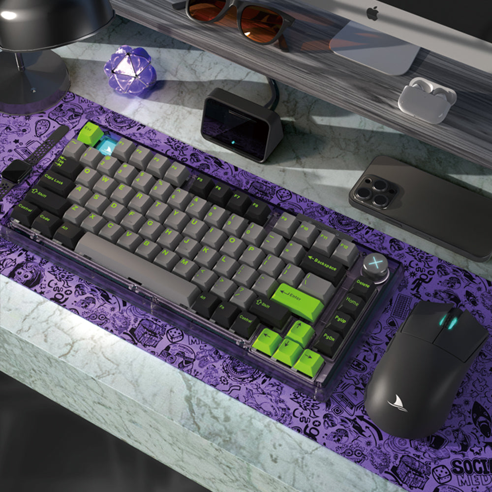 Darmoshark TOP75 Trio-mode Mechanical RGB gaming Keyboard With Top Mount structure & TFT display Black Silver Switch