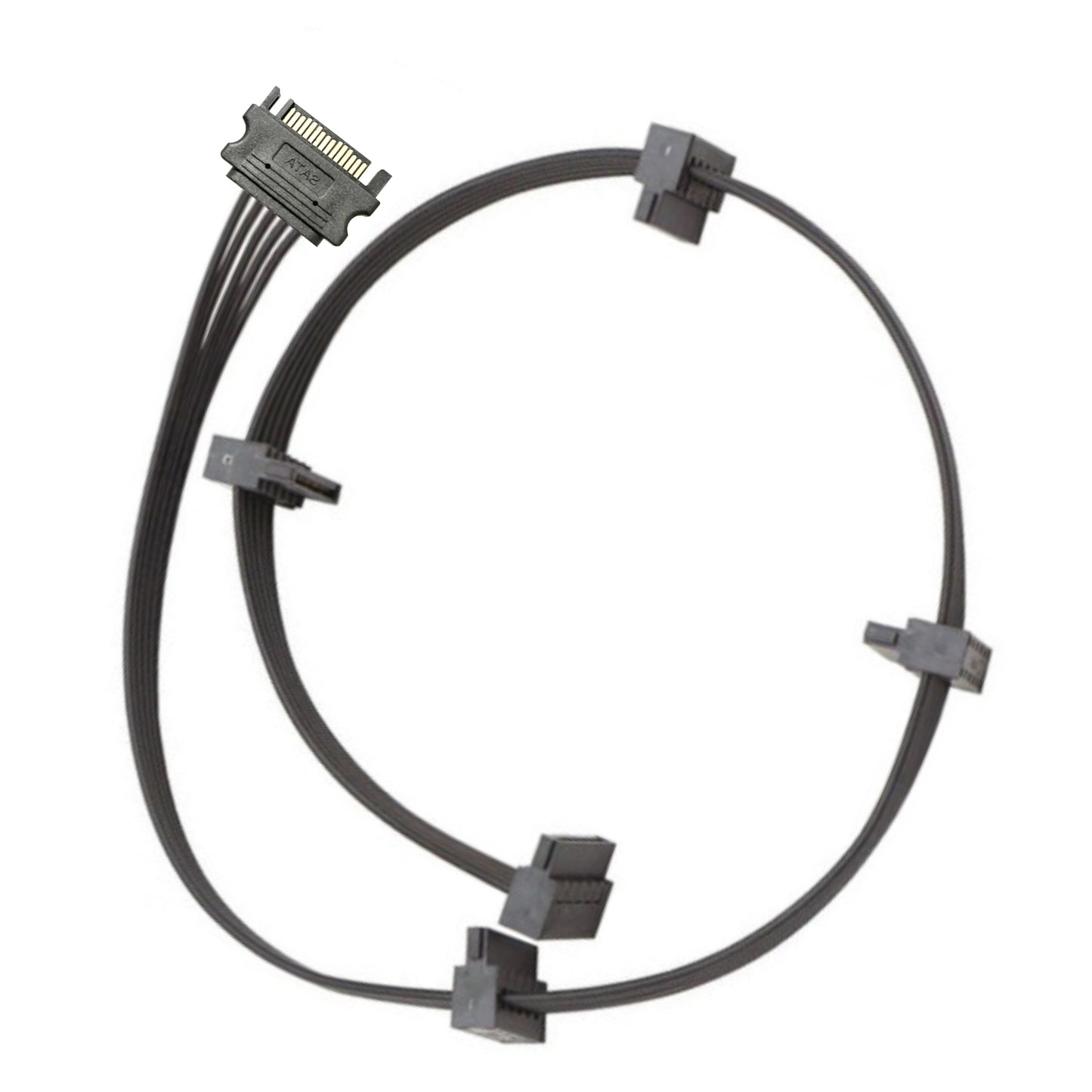 Cruxtec SATA Power Splitter Cable 15pin Male to 5 x 15pin Female 90° 40cm