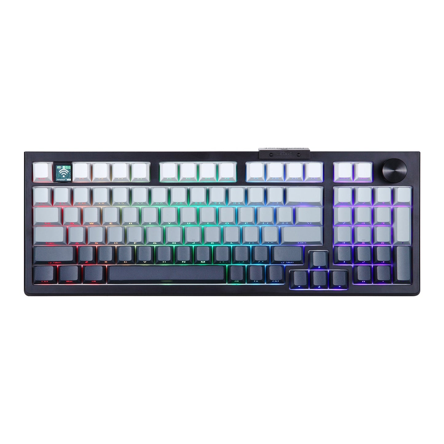 Darmoshark TOP98 Trio-mode Mechnical RGB gaming Keyboard With Top Mount structure & TFT display White Silver Switch