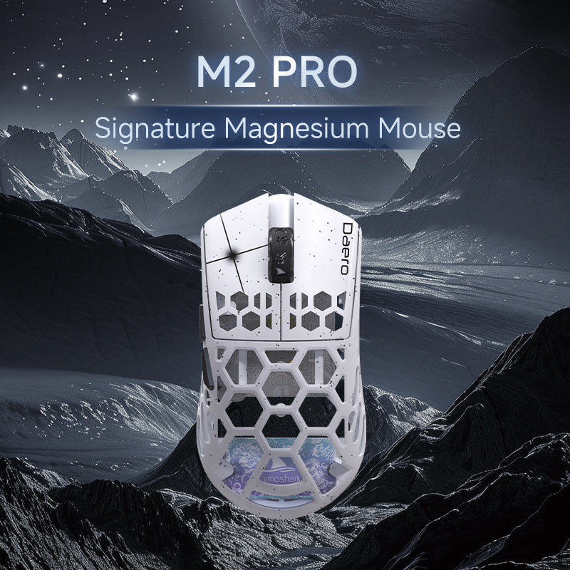 Darmoshark M2 PRO Daero Trio-mode Light-weight Full Magnesium Alloy 8K Polling rate Gaming Mouse Fairy Purple
