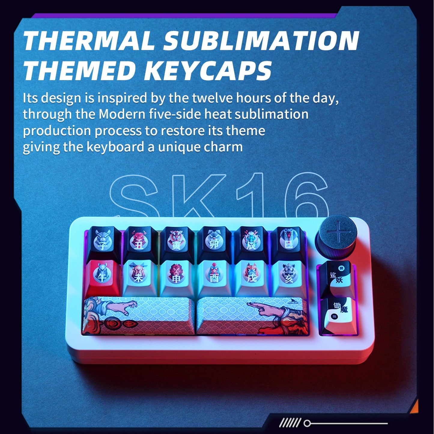 Darmoshark SK16 Trio-mode Mechanical QMK RGB Gaming Keypad White Huano Purple Switch