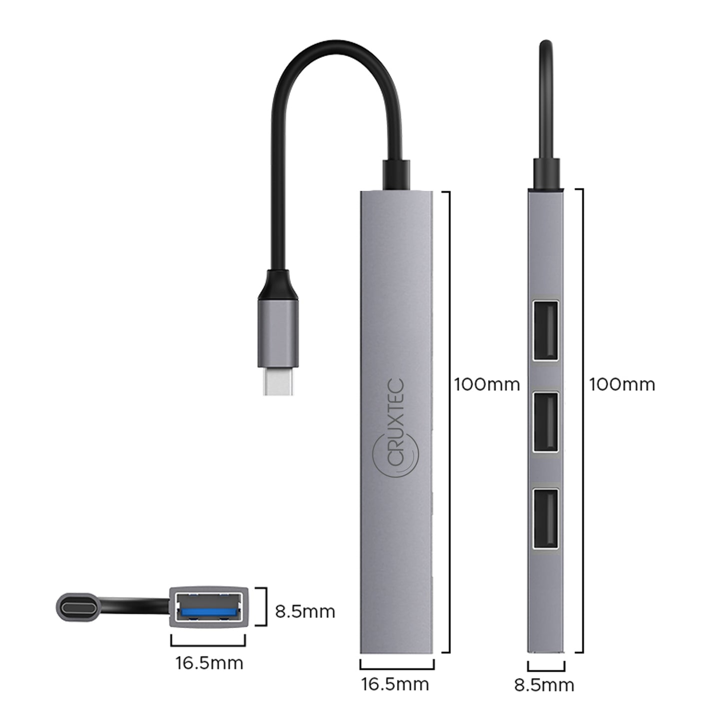 Cruxtec 4 Ports High Speed USB-C 3.0 Ultra-Slim HUB