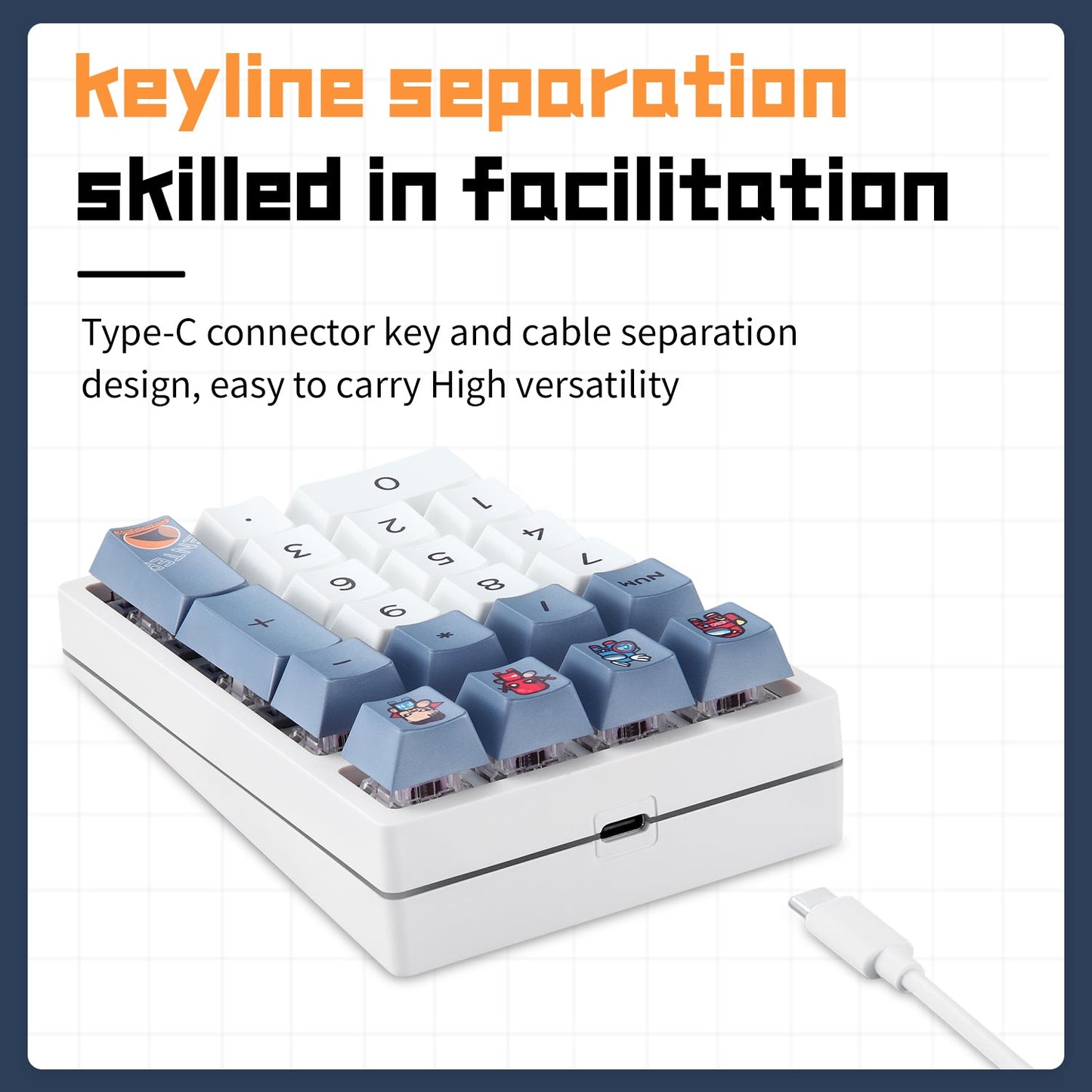 Darmoshark K3 QMK Wired Mechanical numeric QMK RGB Gaming Keypad White Huano Purple Switch