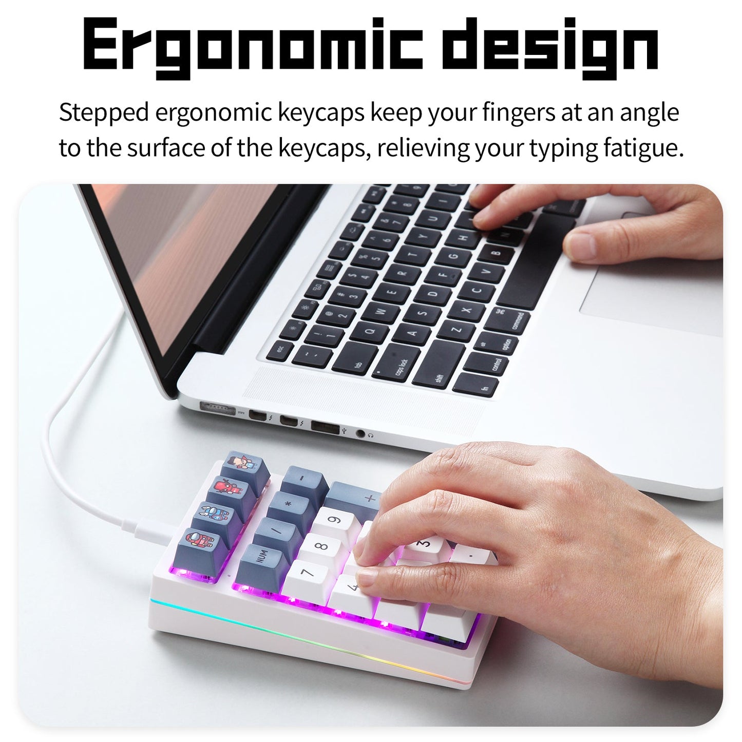 Darmoshark K3 QMK Wired Mechanical numeric QMK RGB Gaming Keypad White Huano Purple Switch