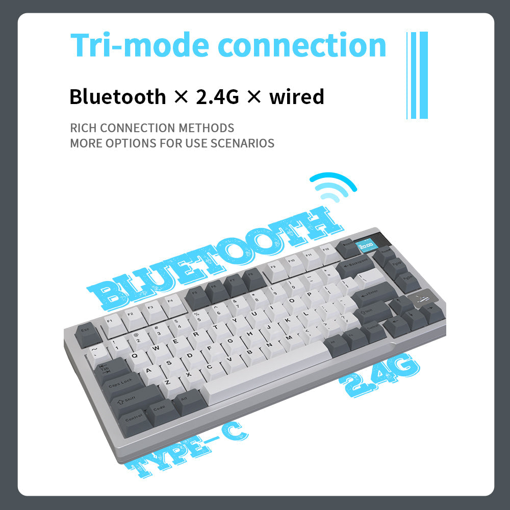 Darmoshark K8 Trio-mode Mechanical RGB gaming Keyboard With Gasket Mount structure & TFT display White Metcha Switch