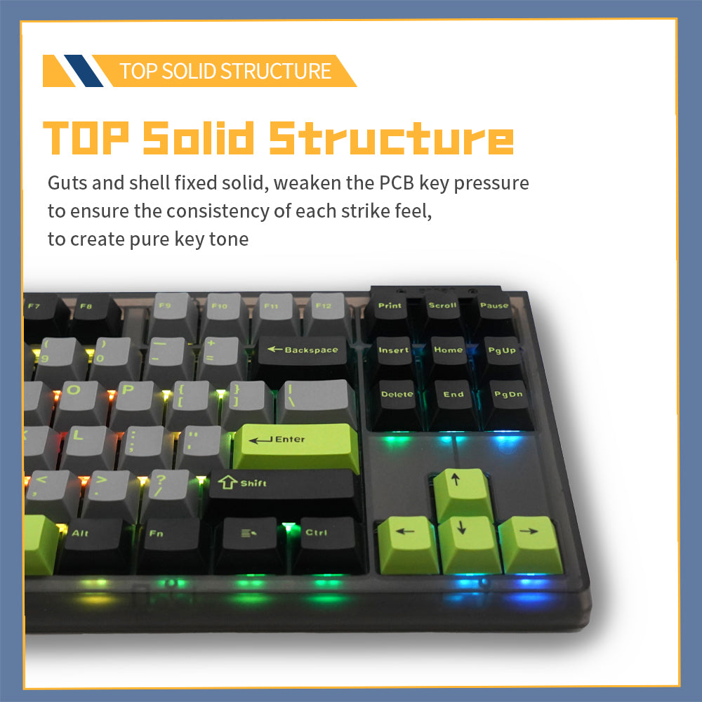 Darmoshark TOP87 Trio-mode Mechanical RGB gaming Keyboard With Top Mount structure Black Matcha Switch