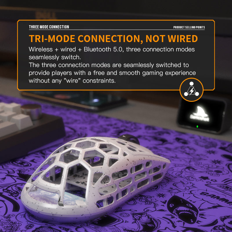 Darmoshark M2 PRO Daero Trio-mode Light-weight Full Magnesium Alloy 8K Polling rate Gaming Mouse Fairy Purple