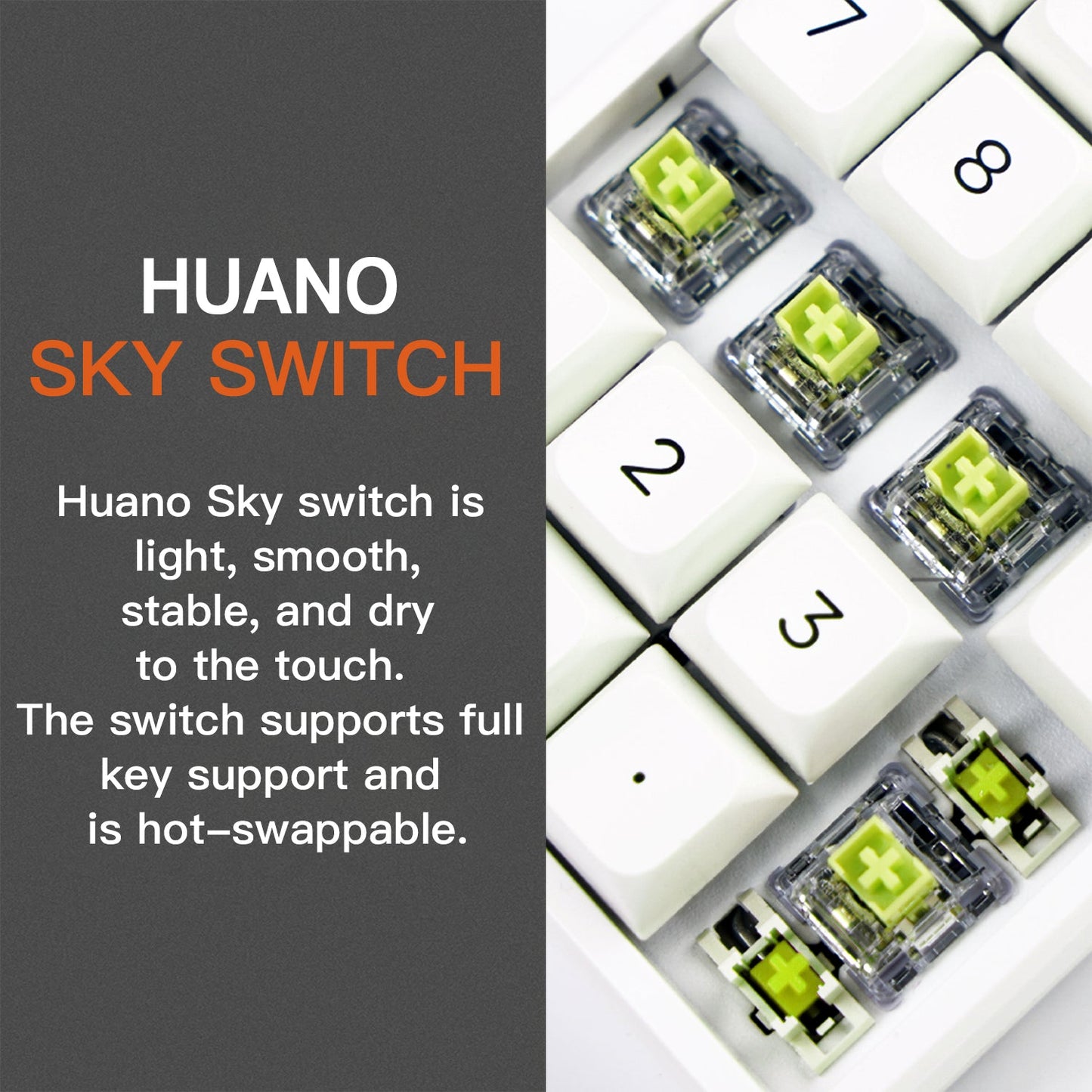 Darmoshark K3 Pro Trio-mode Mechanical numeric RGB Gaming Keypad White Huano Sky Switch