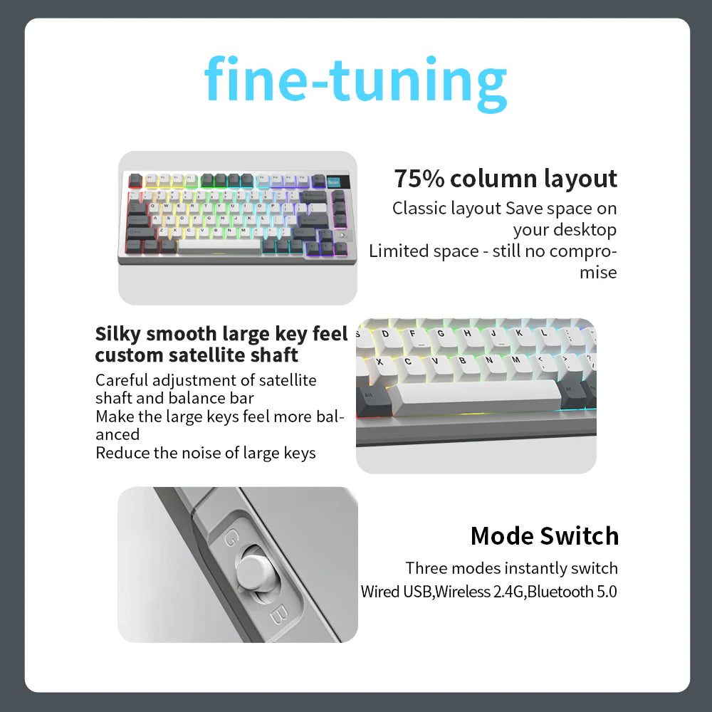 Darmoshark K8 Trio-mode Mechanical RGB gaming Keyboard With Gasket Mount structure   & TFT display