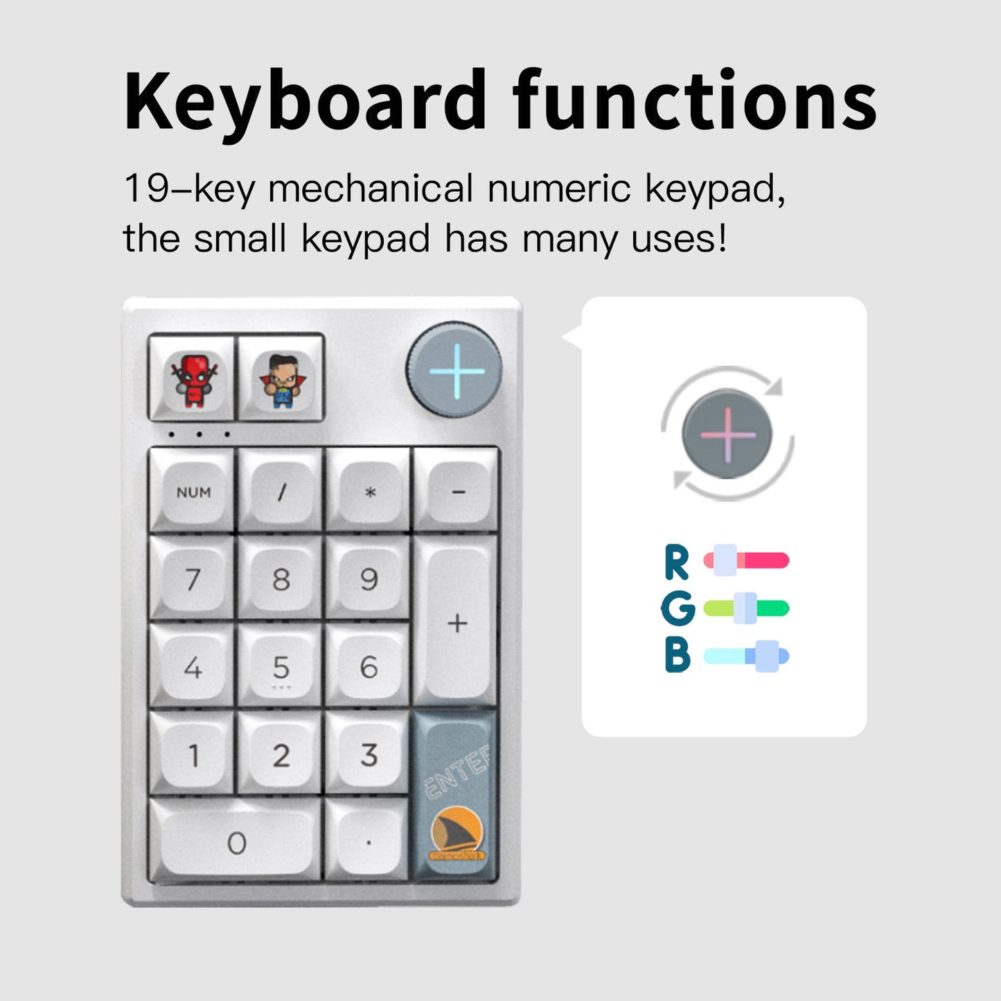Darmoshark K3 Pro Trio-mode Mechanical numeric RGB Gaming Keypad White Huano Sky Switch