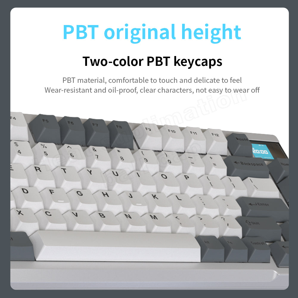Darmoshark K8 Trio-mode Mechanical RGB gaming Keyboard With Gasket Mount structure & TFT display White Metcha Switch