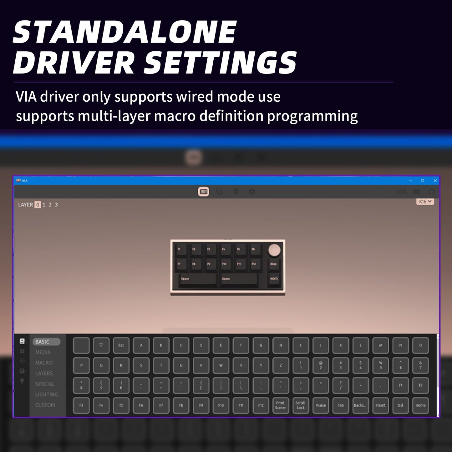 Darmoshark SK16 Trio-mode Mechanical QMK RGB Gaming Keypad White Huano Purple Switch