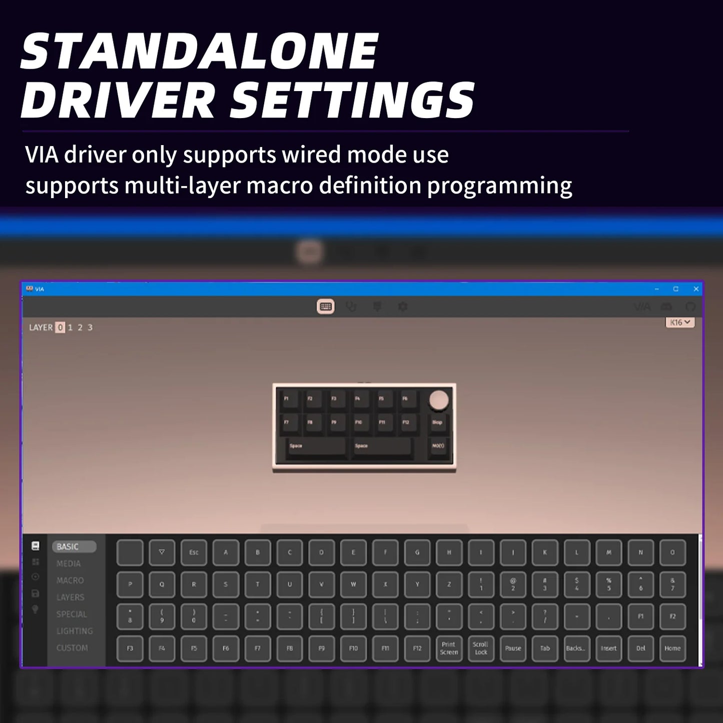 Darmoshark SK16 Trio-mode Mechanical QMK RGB gaming Keypad