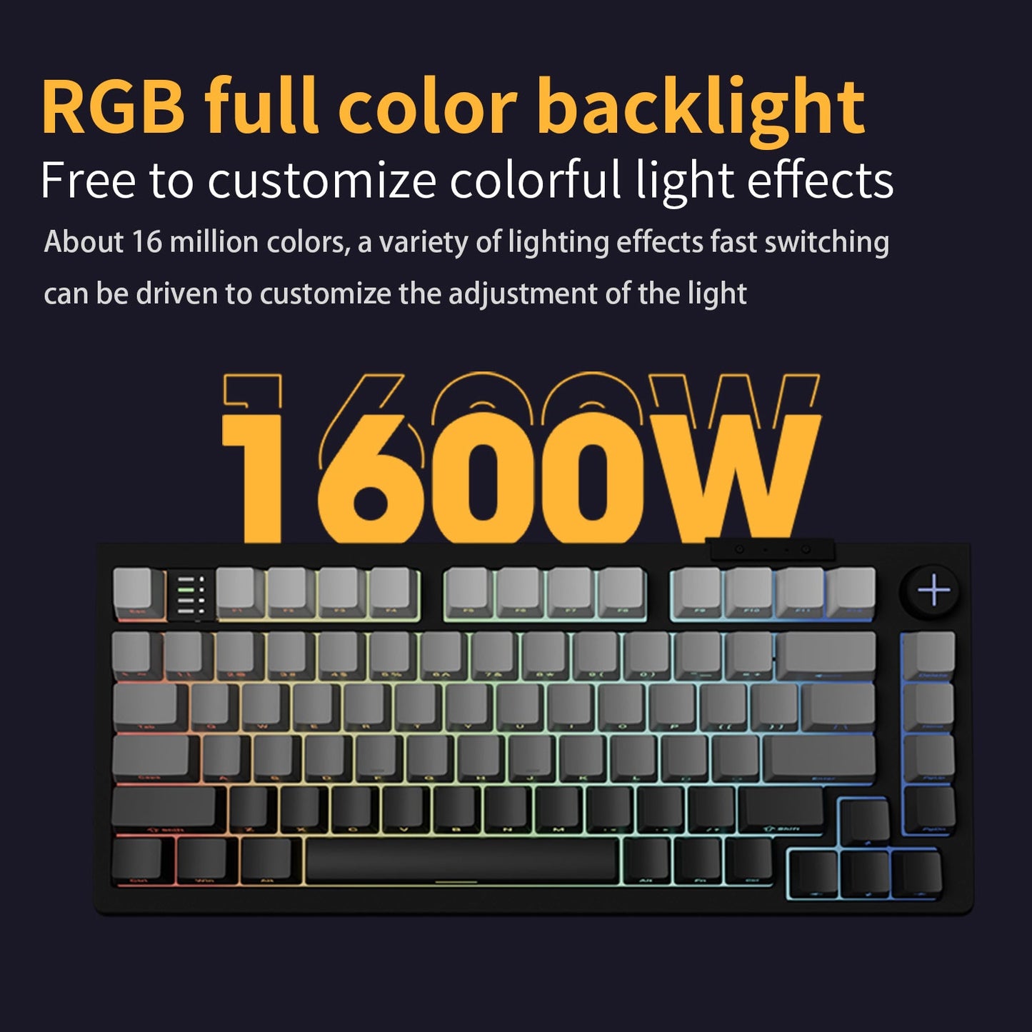 Darmoshark TOP75 Trio-mode Kailh Magnetic Switch RGB gaming Keyboard With Top Mount structure & TFT display Black Magnetic Switch