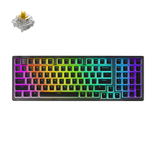Darmoshark K7 Pro Trio-mode Mechanical Gateron switch RGB gaming Keyboard & Aluminum alloy bottom Black Gateron Yellow Pro Switch