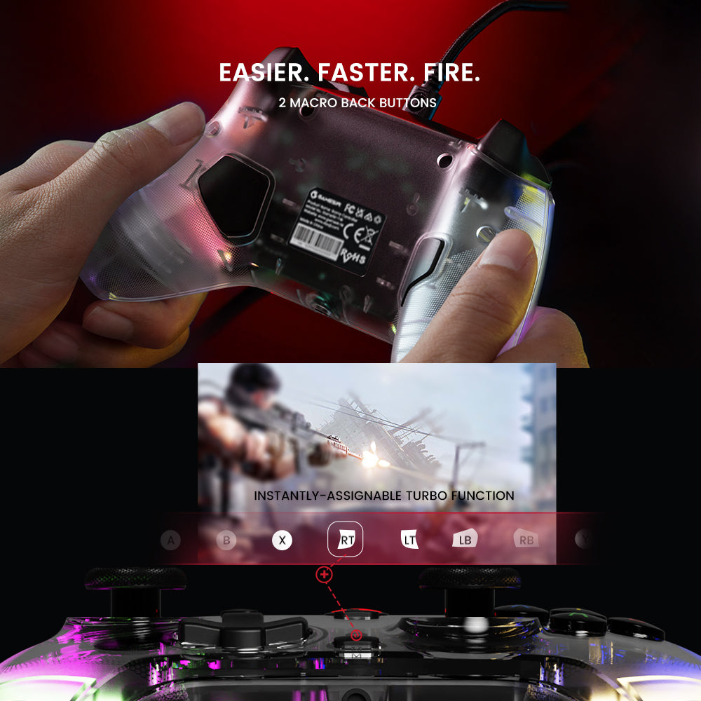 GameSir T4 Kaleid Transparent RGB Gaming Controller