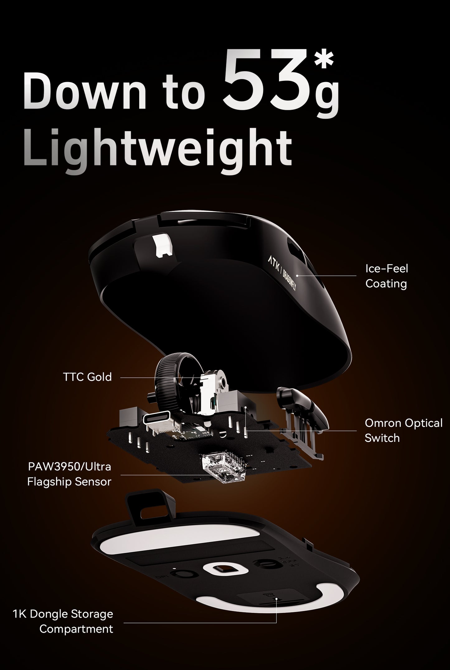 ATK Dragonfly A9 Series Lightweight Wireless Mouse
