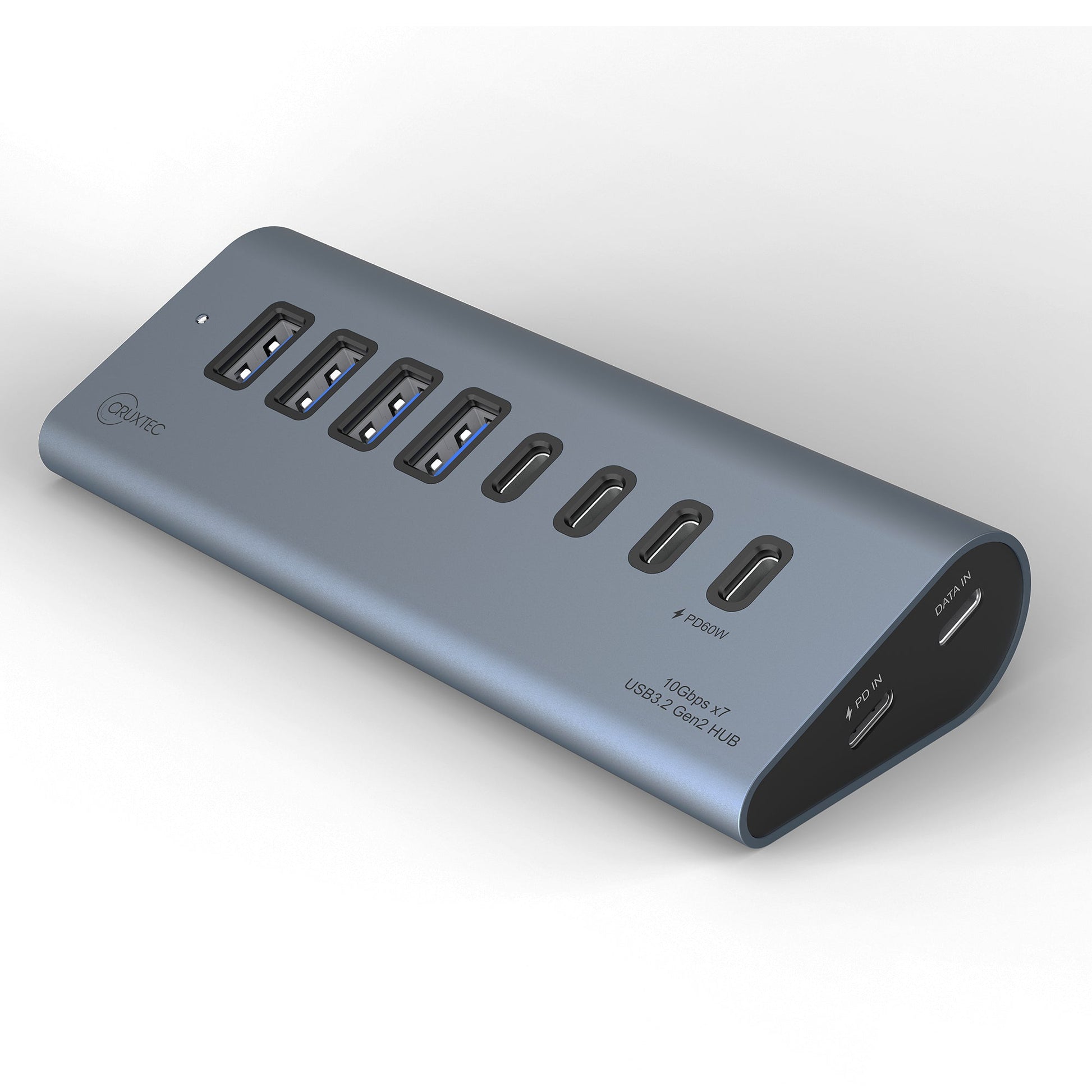 Cruxtec USB 3.2 Gen 2 7-Port Hub with PD 60W Output (Space Grey) AC3-4U3C1P-SG image 3