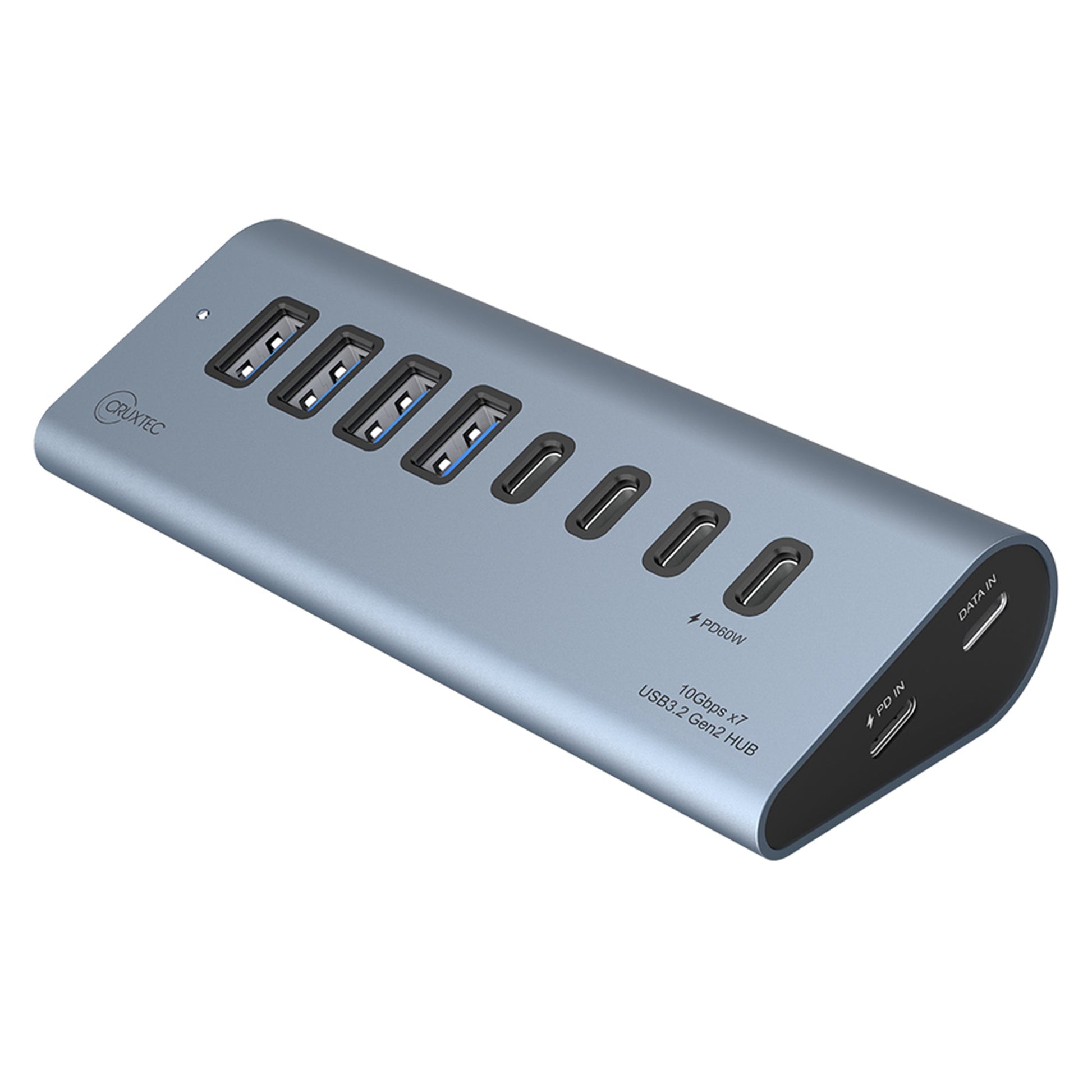 Cruxtec USB 3.2 Gen 2 7-Port Hub with PD 60W Output (Space Grey) AC3-4U3C1P-SG image 1