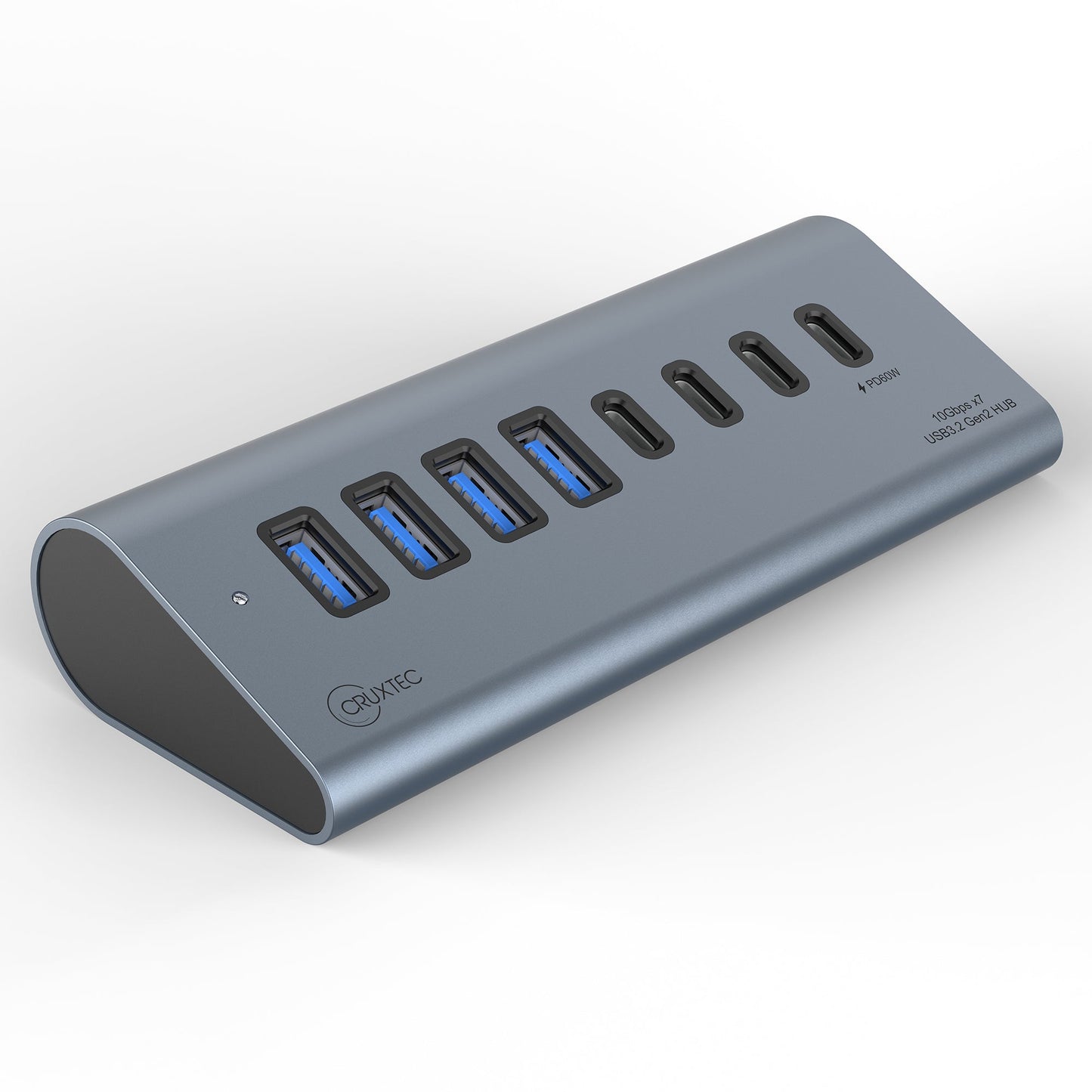 Cruxtec USB 3.2 Gen 2 7-Port Hub with PD 60W Output (Space Grey) AC3-4U3C1P-SG image 4