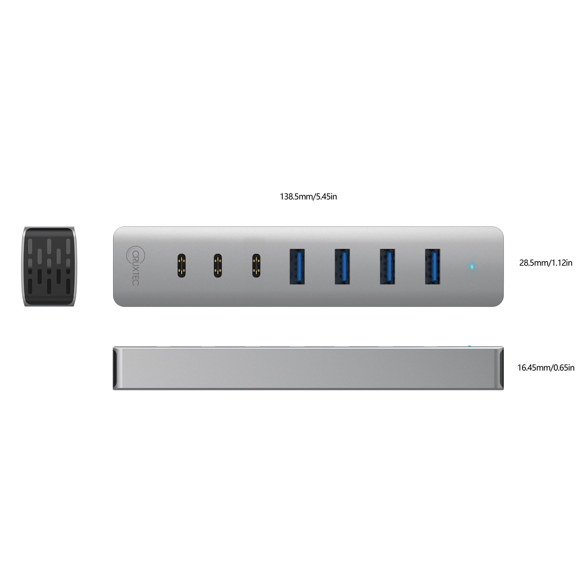 Cruxtec USB 3.1 Gen 1 7-Port Hub 5Gbps (Space Grey) AU3-4U3C-SG image 4