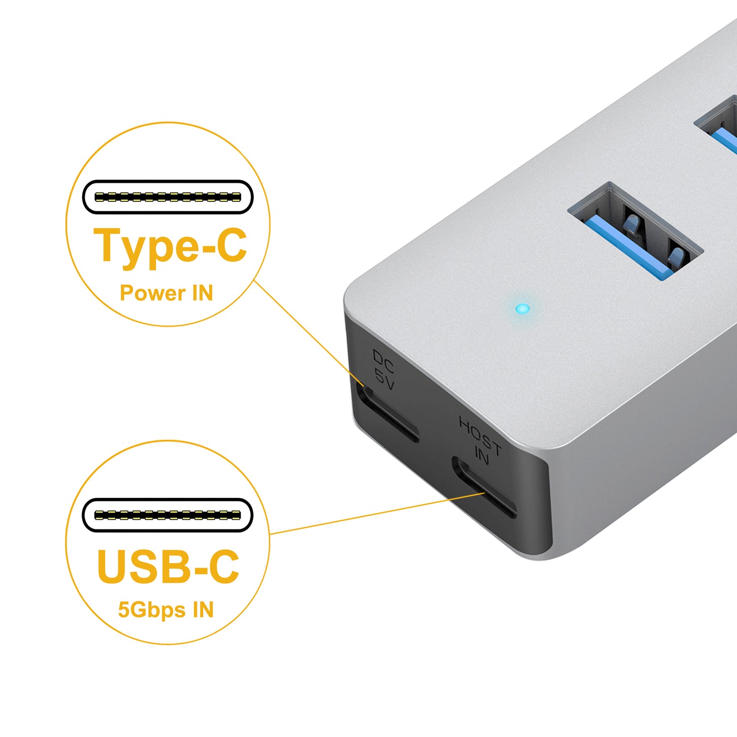 Cruxtec 7-Port USB 3.0 Hub with Type-C Power Port