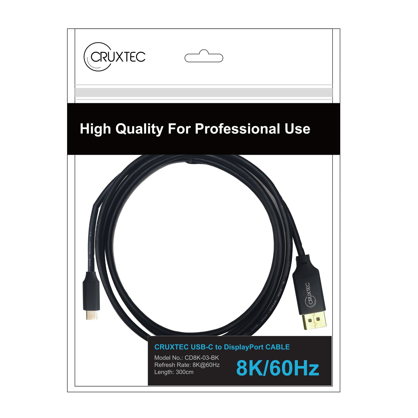 Cruxtec USB-C to DisplayPort V1.4 Cable ( 8K@60Hz, 4K@120Hz )