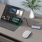 Cruxtec CMH08-SG USB-C hub connected to a compatible computer in a desk workspace