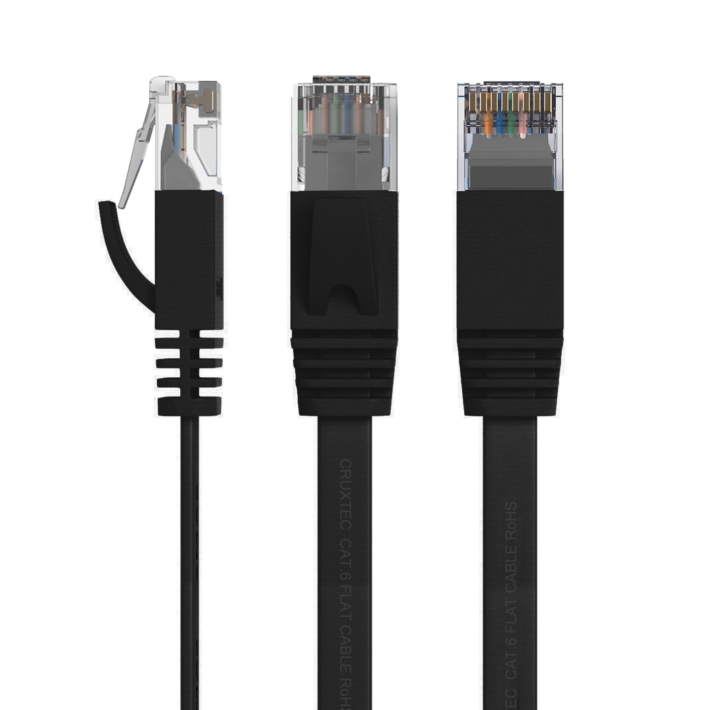 Cruxtec CAT6 UTP Flat Ethernet Cable Black