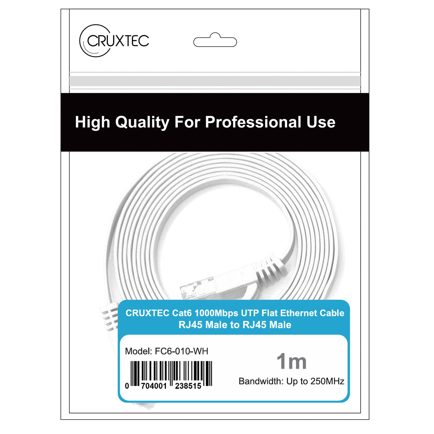 Cruxtec CAT6 UTP Flat Ethernet Cable White