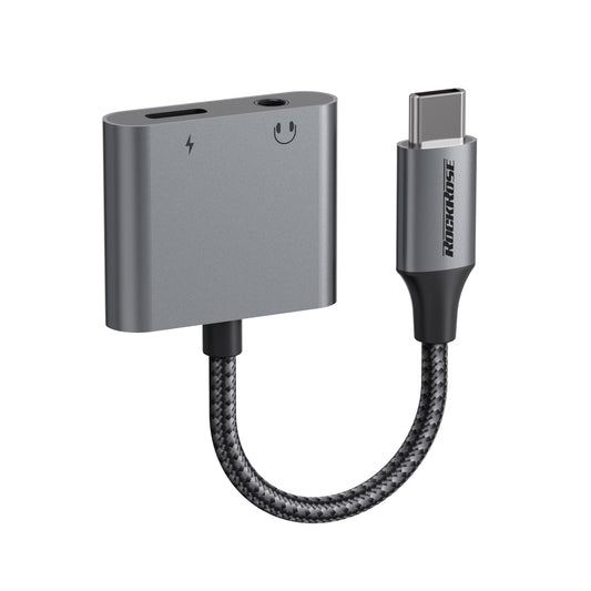 Rockrose USB-C to USB-C+3.5mm Adapter  (Phone Call & Music)