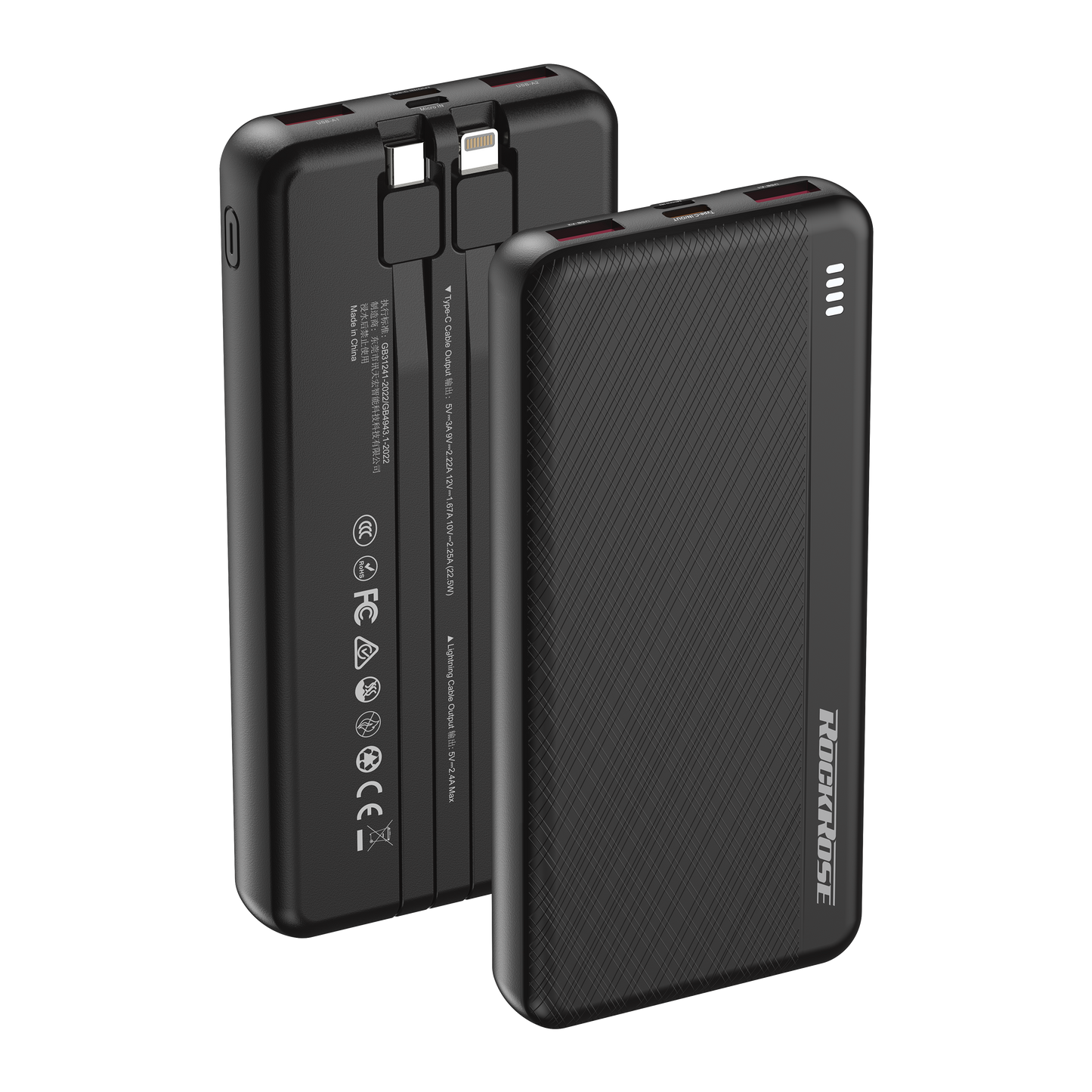 Rockrose PowerLink 10 Nova 10000mAh 20W PD&22.5W Quick Charge Power Bank Black