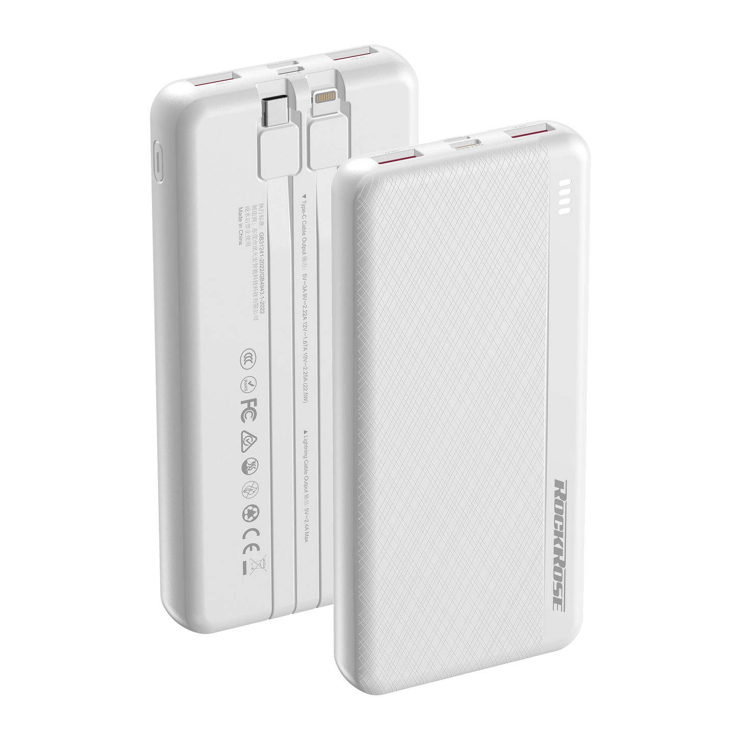 Rockrose PowerLink 10 Nova 10000mAh 20W PD&22.5W Quick Charge Power Bank White