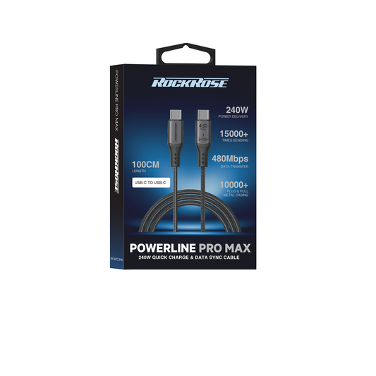 Rockrose Powerline Pro Max PD240W USB-C to USB-C Fast Charging Cable 1m