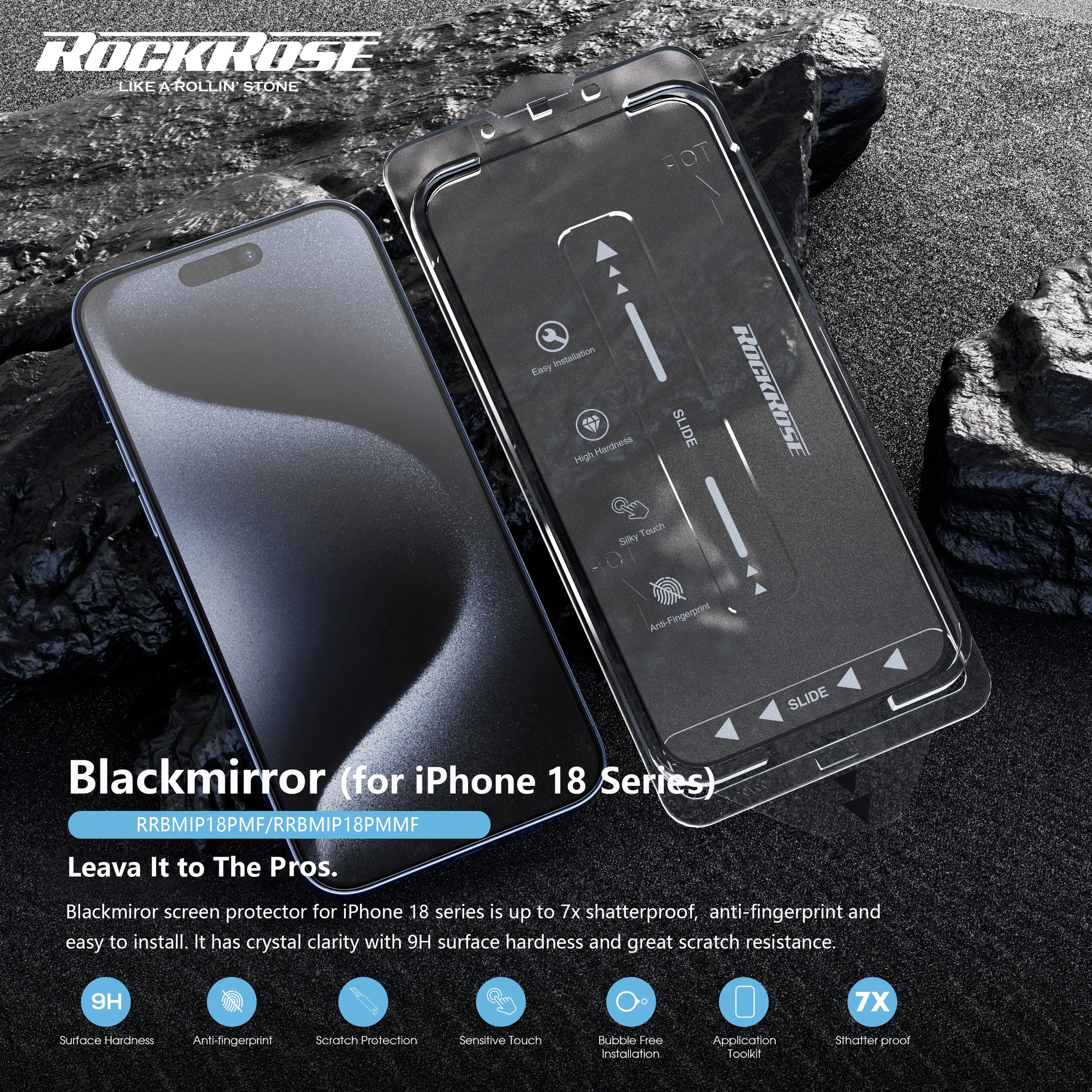 Rockrose Blackmirror iPhone 18 Series Matte detail 1