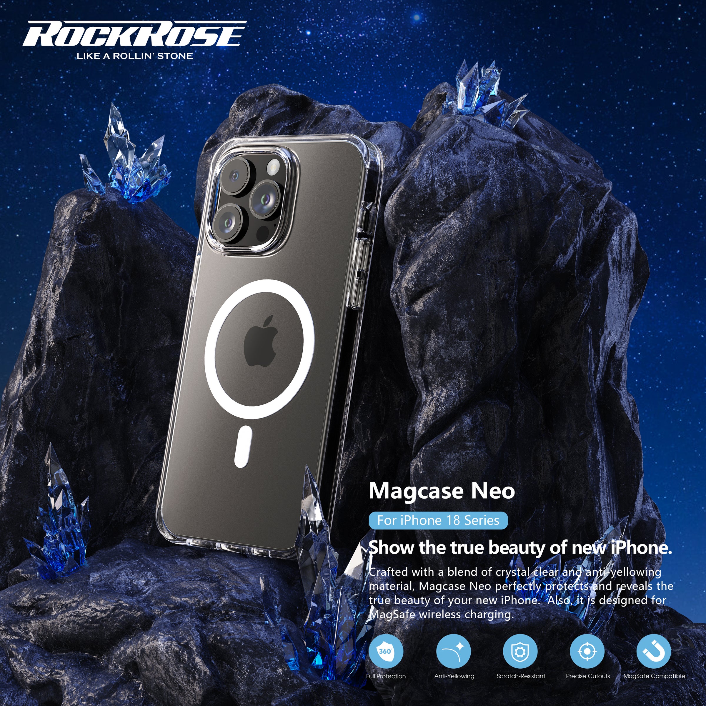 Rockrose Magcase Neo iPhone 18 Series White MagSafe Ring detail 1