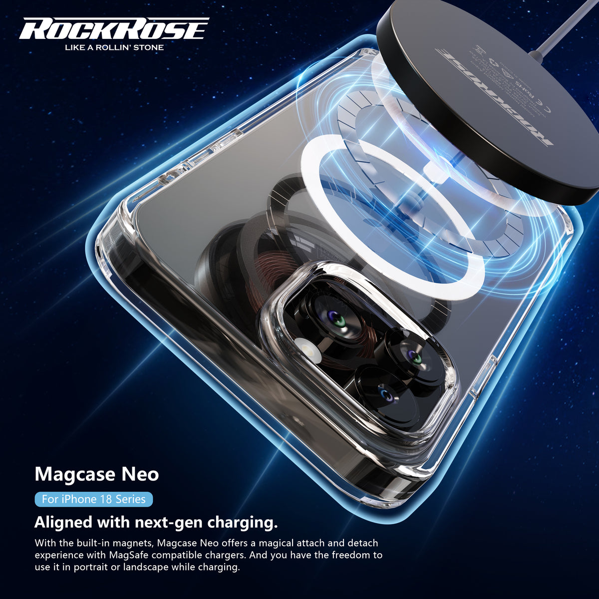 Rockrose Magcase Neo iPhone 18 Series White MagSafe Ring detail 2