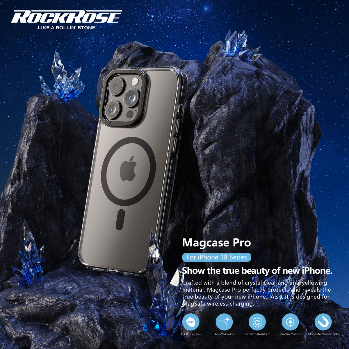 Rockrose Magcase Pro iPhone 18 Series Black MagSafe Ring detail 1