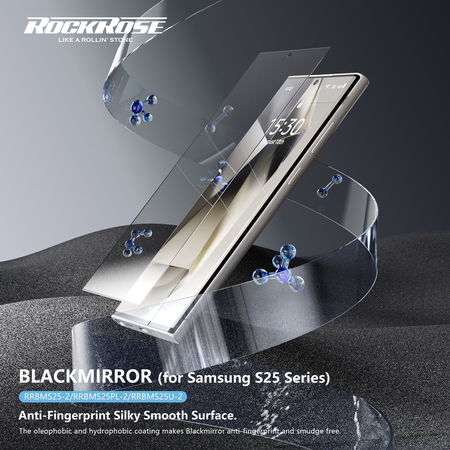 Rockrose Blackmirror Samsung S25 2 Pack Premium Tempered Glass Screen Protector with Dust-free Easy DIY Installation kit - product image 3