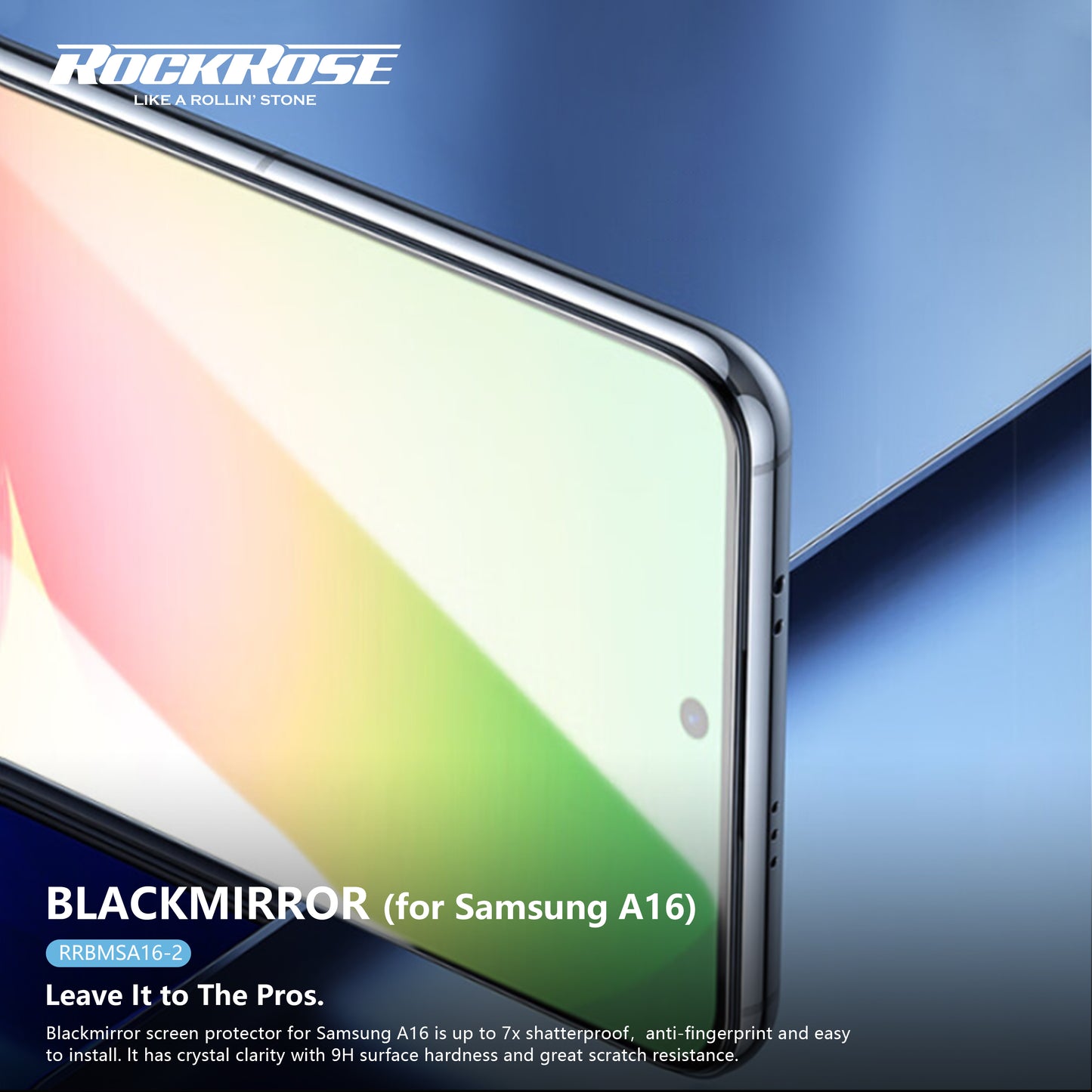 Rockrose Blackmirror Samsung A16  2 Pack Premium Tempered Glass Screen Protector