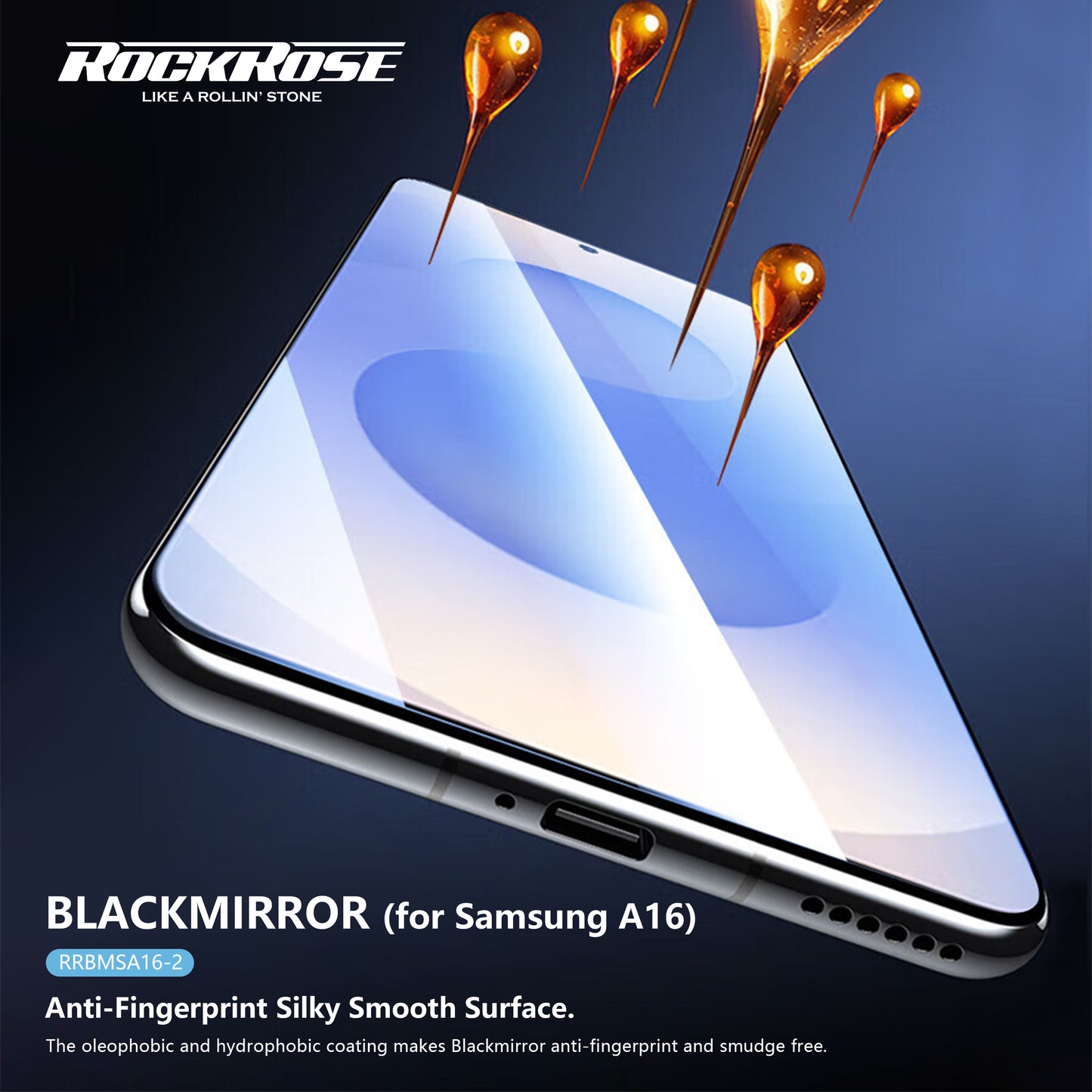 Rockrose Blackmirror Samsung A16  2 Pack Premium Tempered Glass Screen Protector